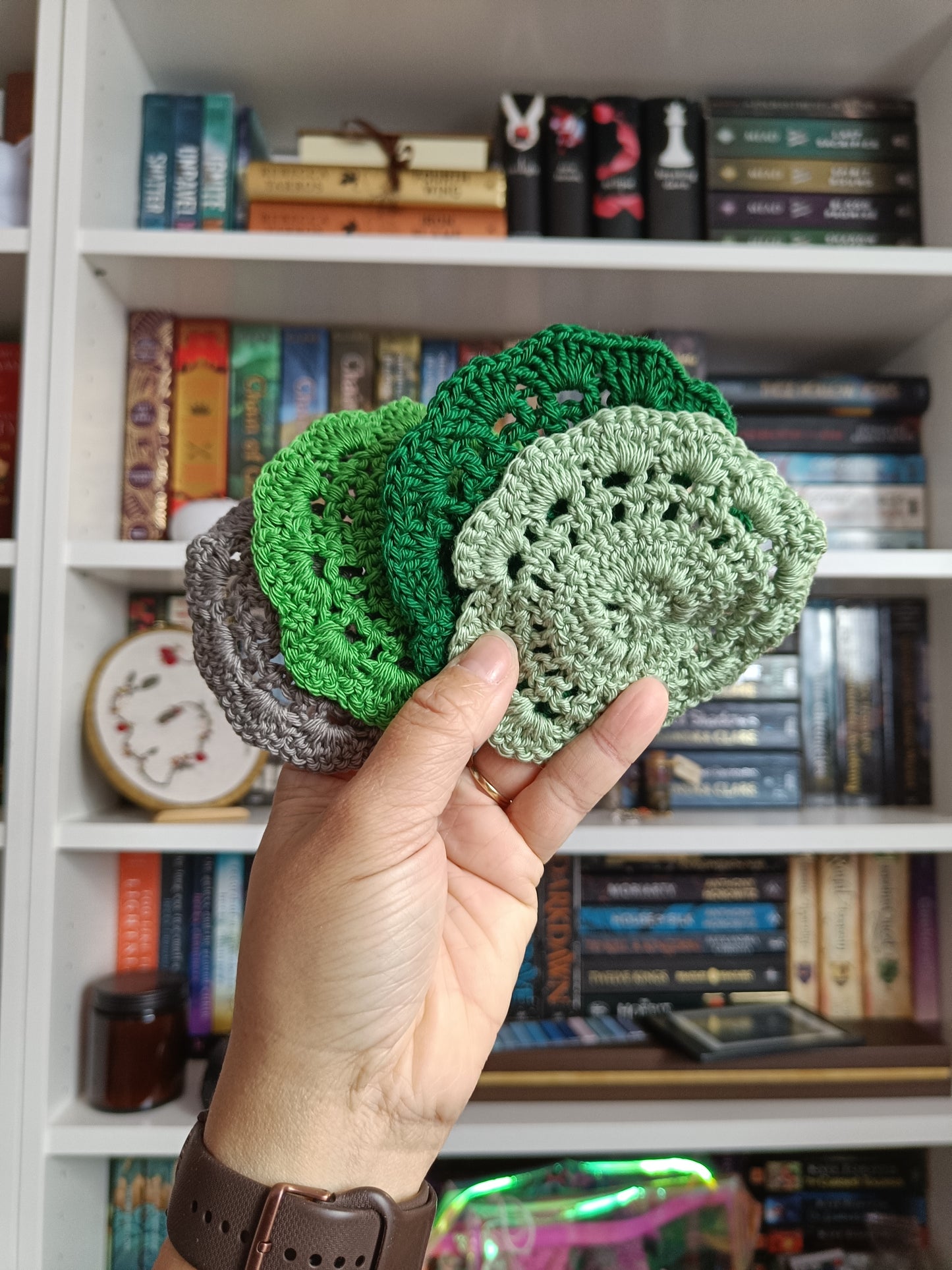 Set de dessous de verre - pot de fleurs - vert foncé