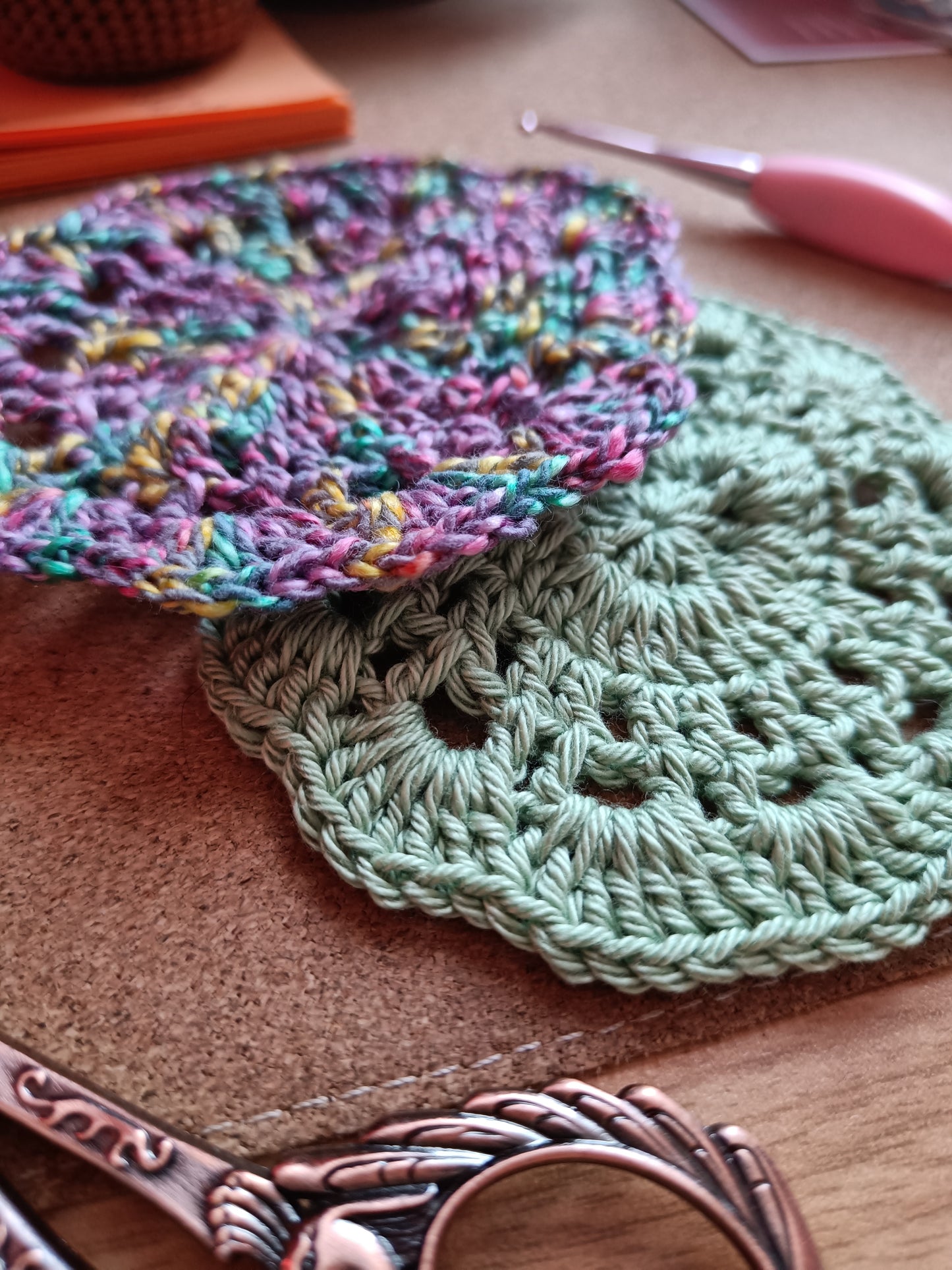 Set de dessous de verre - pot de fleurs - vert pastel