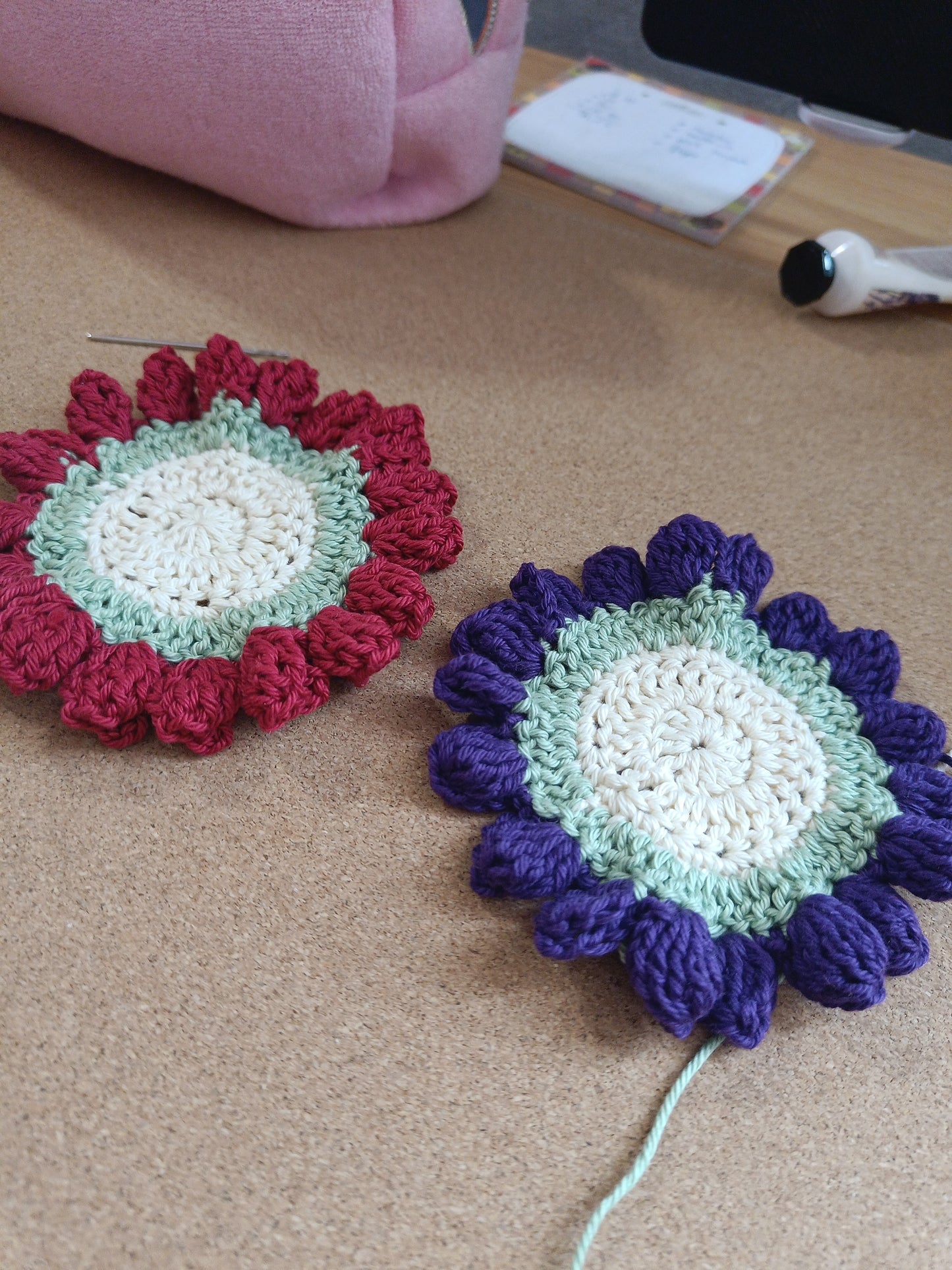 Set de dessous de verre - pot de fleurs - multicolore