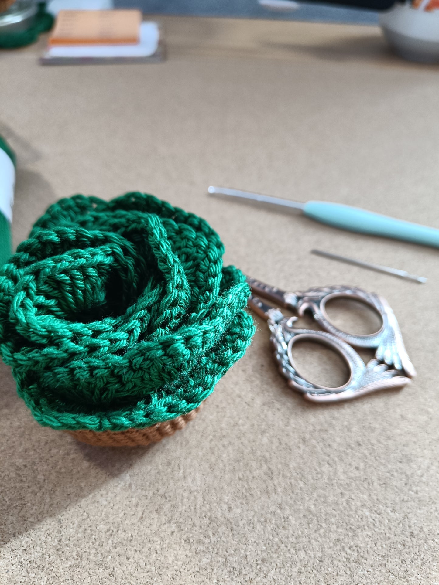 Set de dessous de verre - pot de fleurs - vert foncé