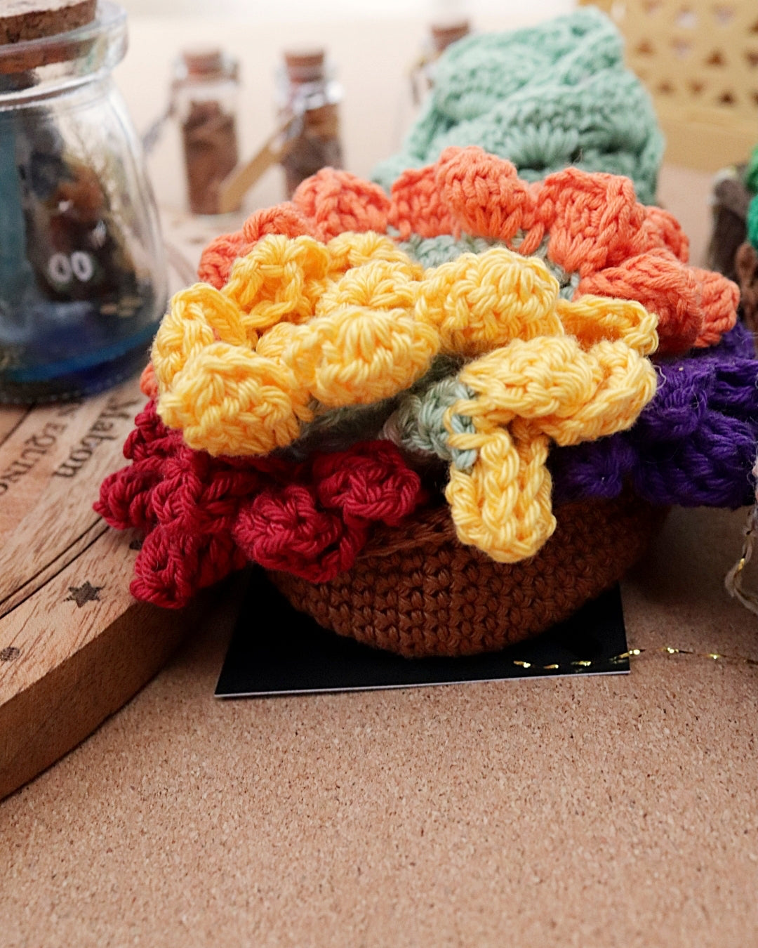 Set de dessous de verre - pot de fleurs - multicolore