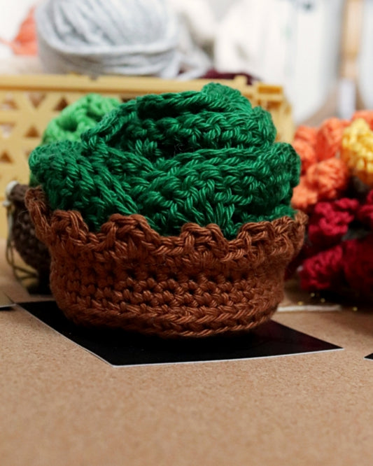 Set de dessous de verre - pot de fleurs - vert foncé