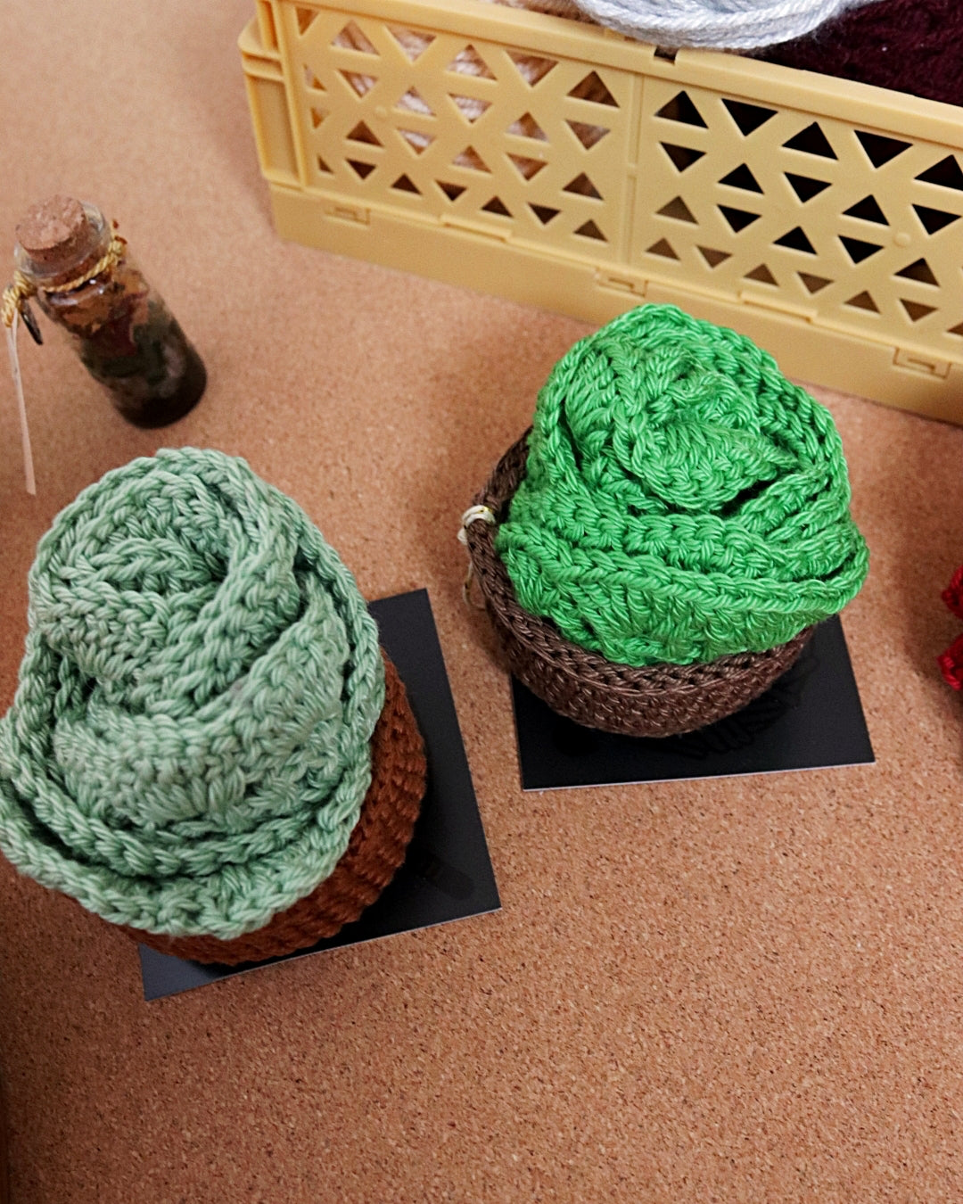 Set de dessous de verre - pot de fleurs - vert pastel